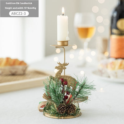 Christmas Candlestick Golden Wrought Iron Window Decoration