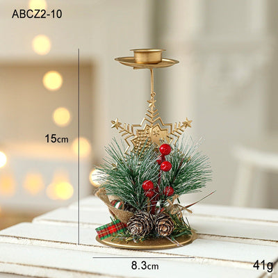 Christmas Candlestick Golden Wrought Iron Window Decoration