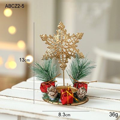 Christmas Candlestick Golden Wrought Iron Window Decoration